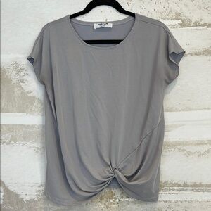 Double Zero Gray Women's Top with Twist Detail Mystical Medium